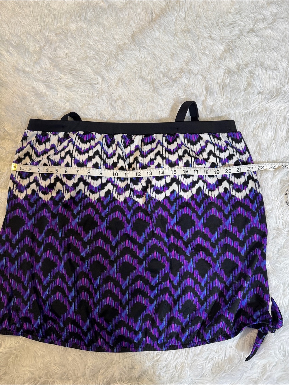 Purple Patterned Women's Swim top  with Side Tie Detail (top ONLY) - Picture 9 of 11